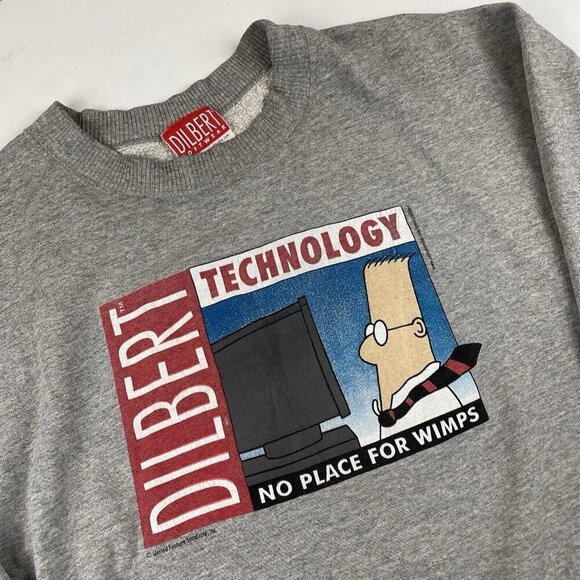Dilbert Technology No Place For Wimps Sweatshirt Mens Size L Gray Graphic - Picture 1 of 12